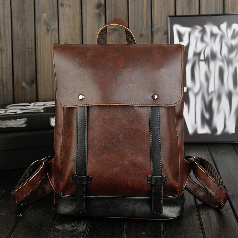 Leather Work Rucksack Mens - Mochila de couro vintage para homem,