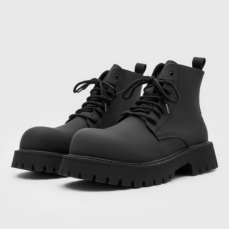 Leatherwork Designs - Botas de combate masculinas pretas de